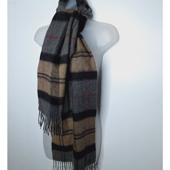 Allen Solly 100% Cashmere Scarf Fringe Plaid Tartan 68" x 11.25" Unisex - Picture 5 of 7